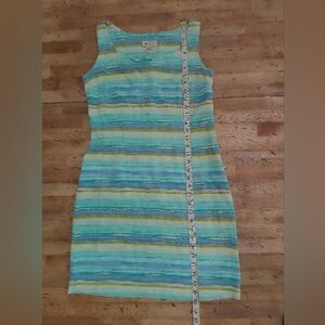 Studio Ease Linen Blend Sleeveless Striped Shift Dress Vacation Summer